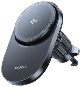 Car magnetic phone holder with Qi2 wireless charger for air vent, Baseus, model 6932172685973, black
