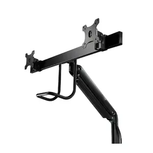Divu monitoru gāzes amortizatora stieņa montāža V7 (v7 videoseven) — skava, 17"–27", līdz 10 kg, VESA 75×75–100×100, slīpums -22–45°, griešanās ±32°