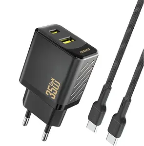 Сетевое зарядное Dudao 35W с USB-A и USB-C, кабель USB-C, поддержка PD и QC, черное