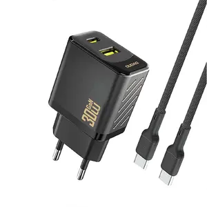 Сетевое зарядное устройство Dudao с USB-A и USB-C, кабель USB-C, GaN PD 30 Вт, черное