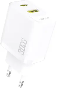 Сетевое зарядное устройство Dudao GaN PD 30W с USB‑A и USB‑C, белое