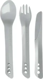 Cutlery set LIFEVENTURE Ellipse, light grey — compact portable spoon, fork, knife