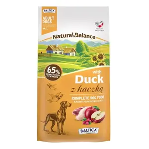 Suņu barība BALTICA NATURAL&BALANCE Kaczka M/L 3 kg — pīles recepte vidējiem/lieliem suņiem
