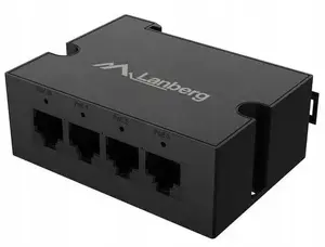 Network PoE Extender LANBERG DIN-FE4-AT-30W — 1x IN 3x OUT Fast Ethernet, DIN-rail, AT 30W