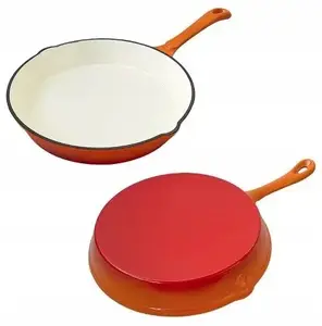 Cast iron enameled frying pan KRISBERG KS-7706, 25 cm, red