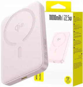 Power bank Baseus EnerFill FM12 Qi2 10000mAh 22.5W MagSafe‑compatible with 20V/3A USB‑C cable (pink)