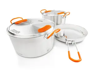 Camping cookware set GSI Outdoors 68183 — stainless steel, 1.3 kg, 213×213 mm