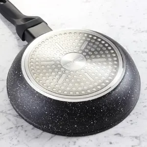 Frying pan Tiross TS-1253P 20 cm marble non-stick with lid for gas and induction