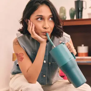 Izolēts krūze Klean Kanteen Rise Tumbler (Flip Straw) 1064 ml 36 oz Brittany Blue