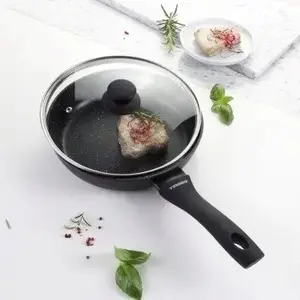 Frying Pan Tiross TS-2402P 24 cm non-stick granite coating with lid, induction-compatible