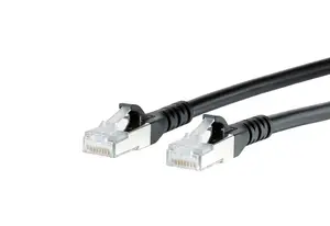 Tīkla kabelis MetzConnect Cat.6A 0,5 m S/FTP (S‑STP) RJ‑45 ar zelta kontaktpunktiem, melns