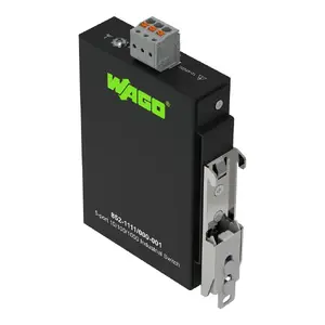 Tīkla slēdzis Wago 852-1111/000-001 — 5 Gigabit Ethernet porti (10/100/1000), MAC tabula 2000, 12–48 V DC