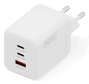 Sienas lādētājs Assmann Digitus DA-10304 100W GaN, 2× USB-C, 1× USB-A, ieeja 100–240V, balts