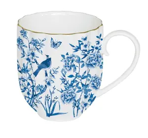 Porcelain Mug EASY LIFE Paradise Garden 300 ml, blue decoration, gift box