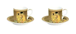Tase un apakštase EASY LIFE MASTERPIECE Klimt Kiss espresso 75 ml, 2 gab.
