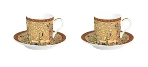 Easy Life Masterpiece Klimt Tree of Life espresso tasītes 75 ml, komplekts 2 gab. ar apakštasītēm