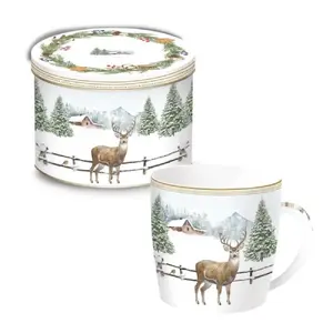 Porcelāna krūze EASY LIFE WHITE FOREST TASE 350 ml dāvanu kastē