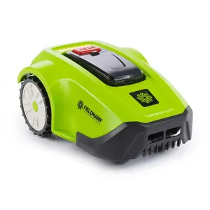Robotic lawn mower Fieldmann FZRR 5650-A — battery, 600 m², 17 cm cutting width, 30–50 mm height (green)