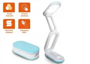 Galda lampa LTC LXL1964N LED, 3 krāsu temperatūras 3000/4000/6000K, akumulators 1200 mAh, salokāma, zila