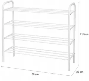 Металлическая обувная полка Brunbeste BB-3544 4 уровня белая 79.5×72×26 см