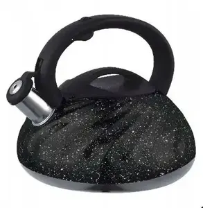 Stovetop whistling kettle Brunbeste BB-2427, stainless steel, 3 L, compatible with gas and induction, black marble finish