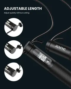Cordless and Wired Smart Jump Rope RENPHO R-Q008 — 2‑in‑1 skipping rope, digital counter, black