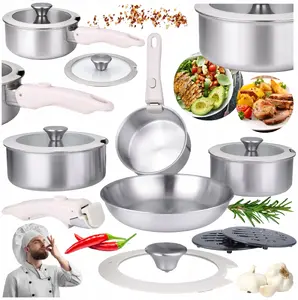 Cookware set Brunbeste BB-5558 — stainless steel pots and saucepans, induction- and gas-compatible, 11-piece set