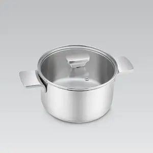 Кастрюля из нержавеющей стали с крышкой Maestro MR-3521-20, 20 см, 3,4 л, для индукции и газа