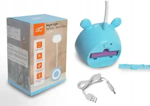 Nakts lampa LTC bērnu lācis 3W, 3 gaismas toņi 3000/4000/6000K, regulējama, 1200mAh akumulators, zila