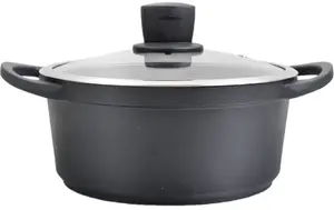 Cooking pot Maestro MR-4328 with lid, 28 cm diameter, 6.4 L capacity, induction and gas compatible, black