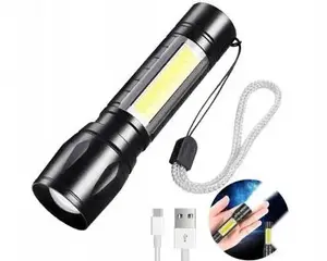 Handheld flashlight LTC 1-LED XPE + COB 3W 450 lm, aluminium housing, 500 mAh rechargeable battery, IP65