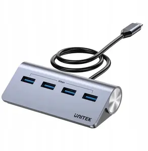 USB-хаб Unitek H1337BGY01 — USB‑C вход, 4× USB‑A порта, до 5 Гбит/с