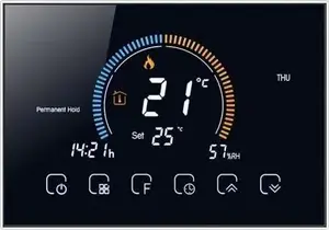 Термостат Renov8 Smart Wi‑Fi R8-TH-8RHDW-K с цветным ЖК‑экраном для газового котла, сухой контакт, для монтажных коробок 86×86 и круглых 60 мм