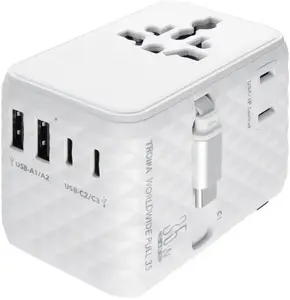 Travel adapter TROIKA WORLDWIDE PULL 35 — universal plug adapter, model TRA35/WH