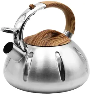 Stainless steel whistling kettle Brunbeste BB-2433 3 L, induction-ready, ribbed body