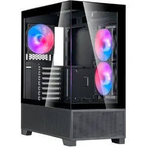 Computer Case SILVERSTONE Lucid 05 — black, 270° panoramic tempered glass design