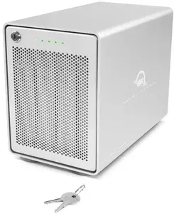 OWC Mercury Elite Pro Quad korpuss diskiem — 4 sloti, USB 3.2 Gen 2, RAID gatavs, sudraba