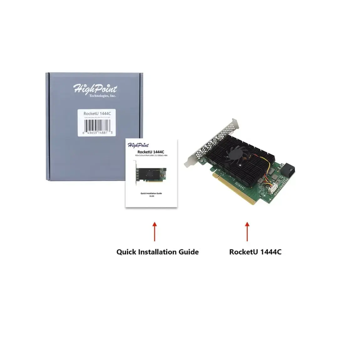 HighPoint RocketU 1444C USB 3.1 Gen 2 4‑порт PCIe контроллер Photo 4