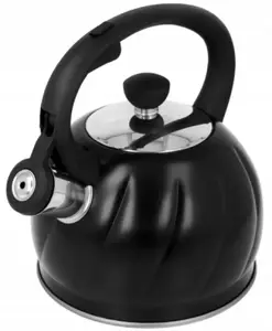 Stovetop kettle Brunbeste BB-2386, stainless steel, 1.8 L, whistle, black, induction-compatible