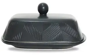 Butter dish Maestro ceramic container Geometry Black MR-20003-45