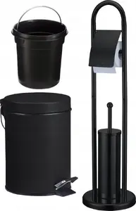 Bathroom set Brunbeste BB-1138 — toilet brush, toilet paper holder, waste bin, 3-in-1, matte black