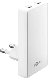 Charger GOOBAY 75726 — Indoor AC universal mobile device charger, 100–240V, 2× USB-C, fast charging, white
