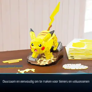Spinmaster 4D Build Pokémon Pikachu 3D Model Kit Kanto First Partner Collection Figure 201 Pieces Desk Décor for Ages 12 & Up