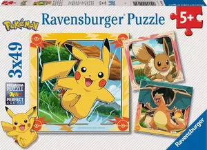 Ravensburger puzle Pikachu, Charizard un Eevee — 147 gab., no 5 gadu vecuma, platums 210 mm