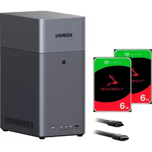 UGREEN DH2300 NAS Docking Station with 2×6TB Seagate IronWolf HDD (black)