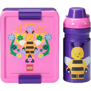 Lunch box set room copenhagen LEGO Bee — 2-piece with drinking bottle, purple/pink