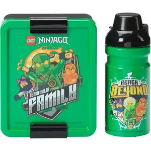 Pusdienu kārbiņu komplekts room copenhagen Ninjago Green — 2 daļas ar dzeramā pudeli (melns/zaļš)