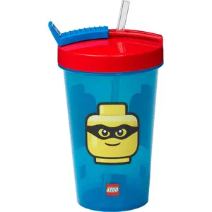 Room Copenhagen LEGO cup with straw Iconic classic Bright Blue, 500 ml (blue/red)