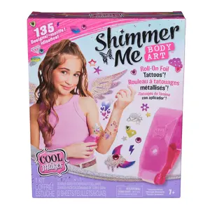 Children's Tattoo Set Spin Master Cool Maker Shimmer Me Body Art with Roller, Jewels & 3 Foils, 135 Metallic Designs, Ages 7+