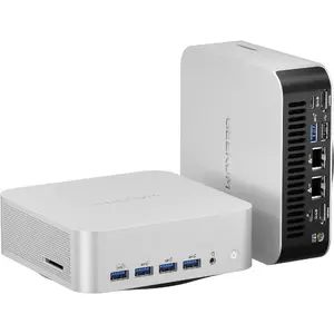 Mini PC GEEKOM A7 MAX sudraba krāsā ar Windows 11 Pro